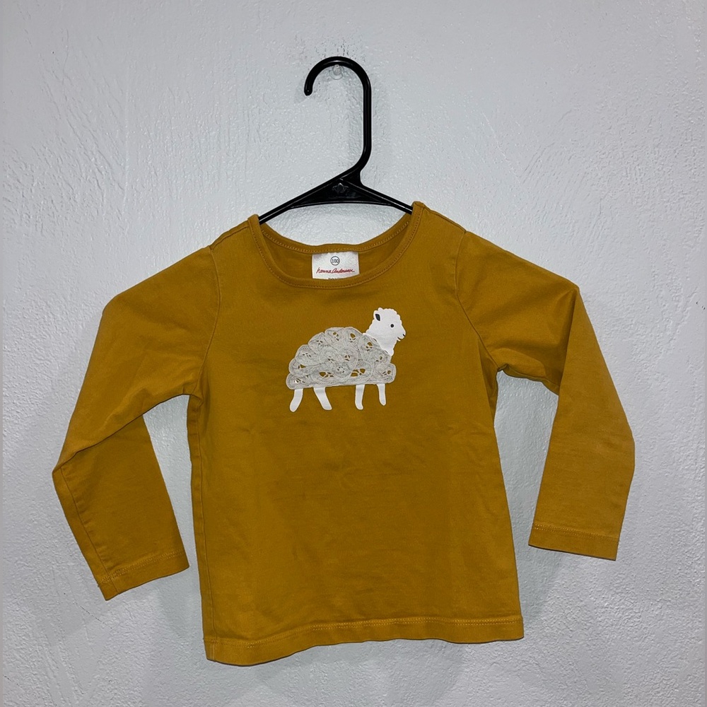 Hannah Andersson Little Lamb Long Sleeves Tee mustard yellow, size 100 (4)
